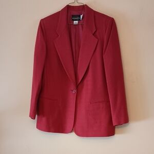Vintage 80s Requirements Wool Women's Red Blazer,Sz 12 with Shoulder Pads